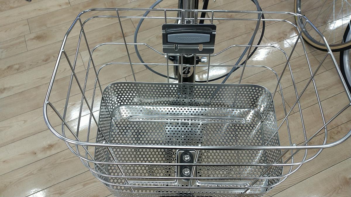 アルベルト　S型スクール/ステンレス前カゴ（幅３６ｃｍ、奥行２７ｃｍ、高さ２５ｃｍ）